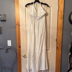 Elegant White Halter Maxi Dress
